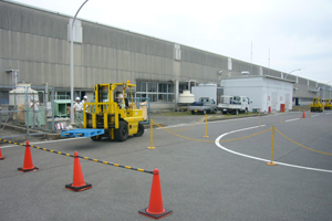 Traning of the operation of a forklift