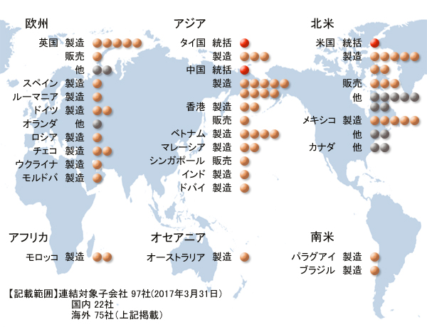 海外のフジクラグループ各社の分布図
